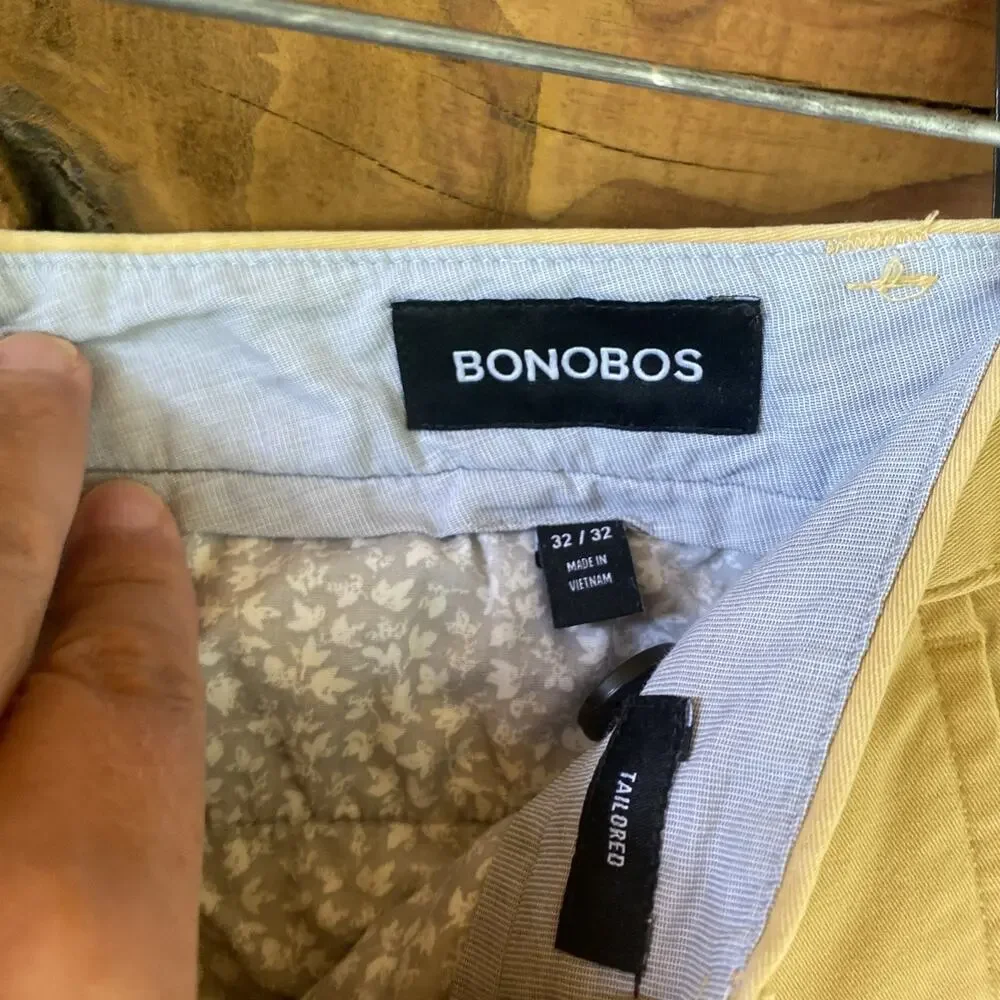Bonobos Chino Pants Mens 32 x 32 Tan Slim Taper Stretch Twill Casual Preppy J19